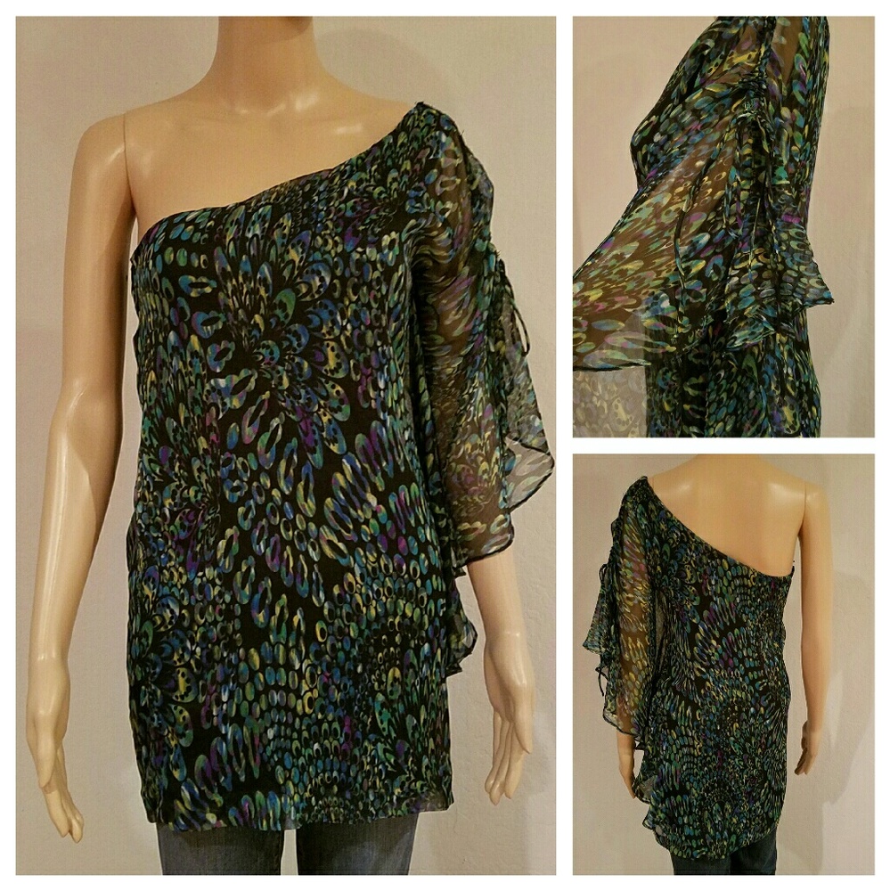 New BLU MOON BLUE LIFE One shoulder Draped Top